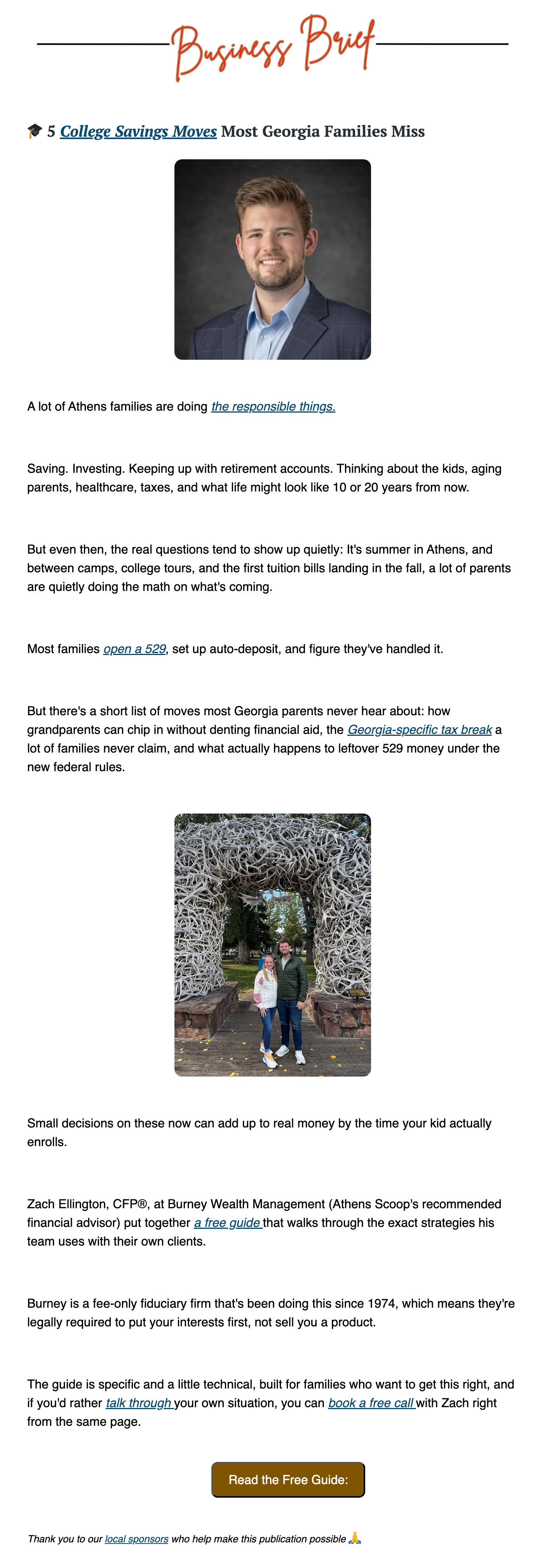 Example publication feature placement